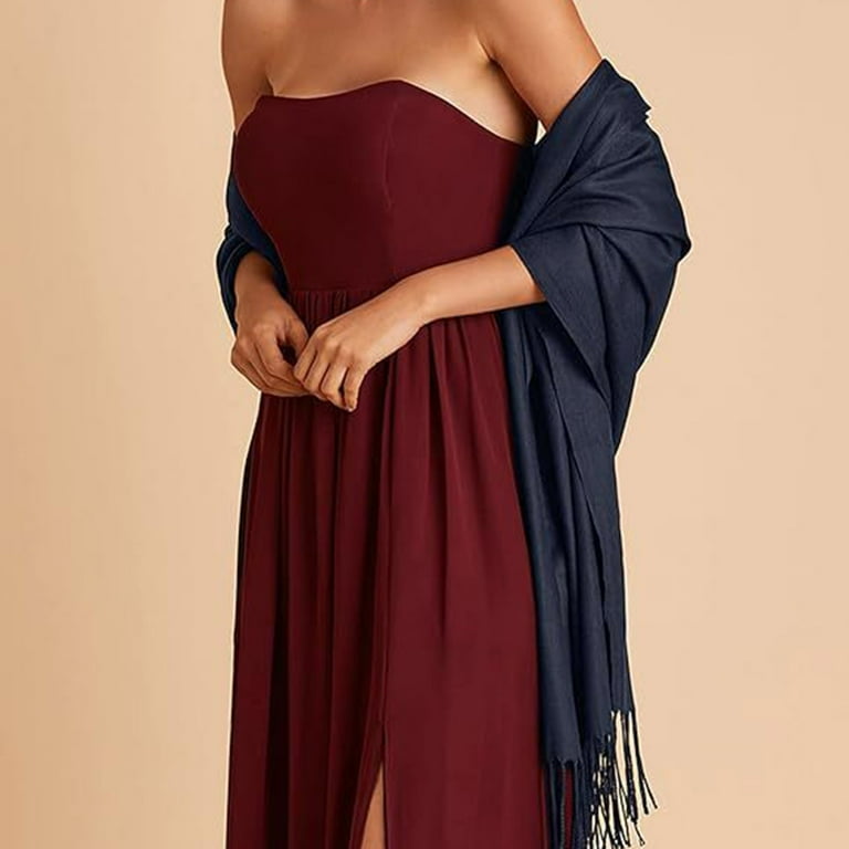 TFEOQRY Fashion Warm Tassel Solid Color Scarf for Women Winter Scarf Shawl  Suitable for Wedding Evening Dress Shawl Navy - Walmart.com