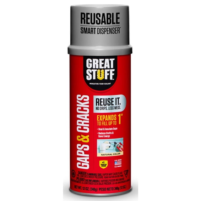 Dispensador inteligente con sellador de espuma GREAT STUFF, 355 ml, color marfil (12 unidades)