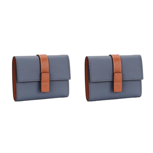 Sonducket Monedero Rectangular de tres pliegues de Color sólido con cierre de cremallera, tarjetero, compartimento para efectivo, carpeta de Azul 2piezas