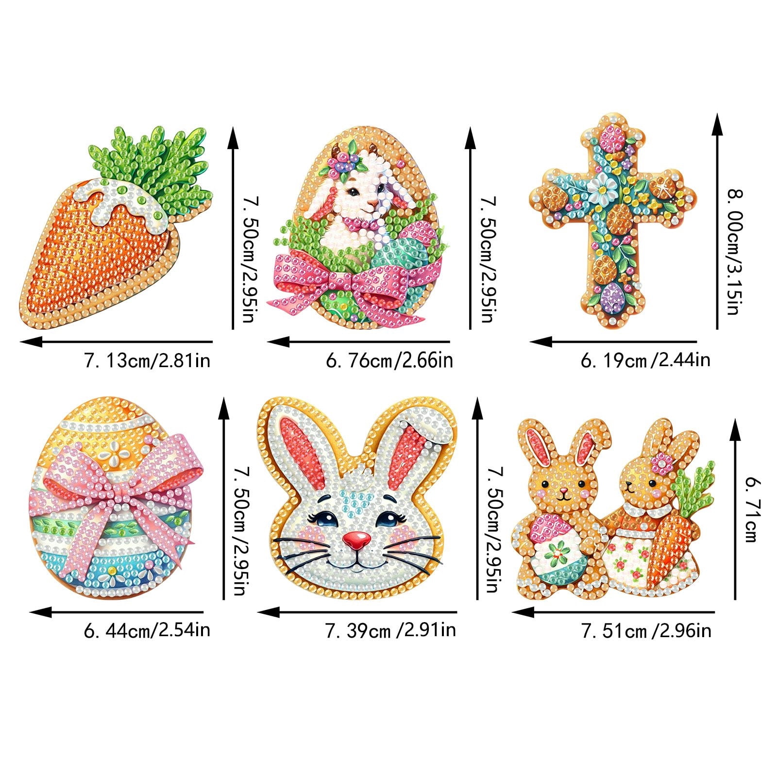 FLOPESN 6Pcs Holiday DIY Diamond Art Painting Refrigerator Magnet,Creative Design Easter St. Patrick's Day Acrylic Home Decors-Cookies