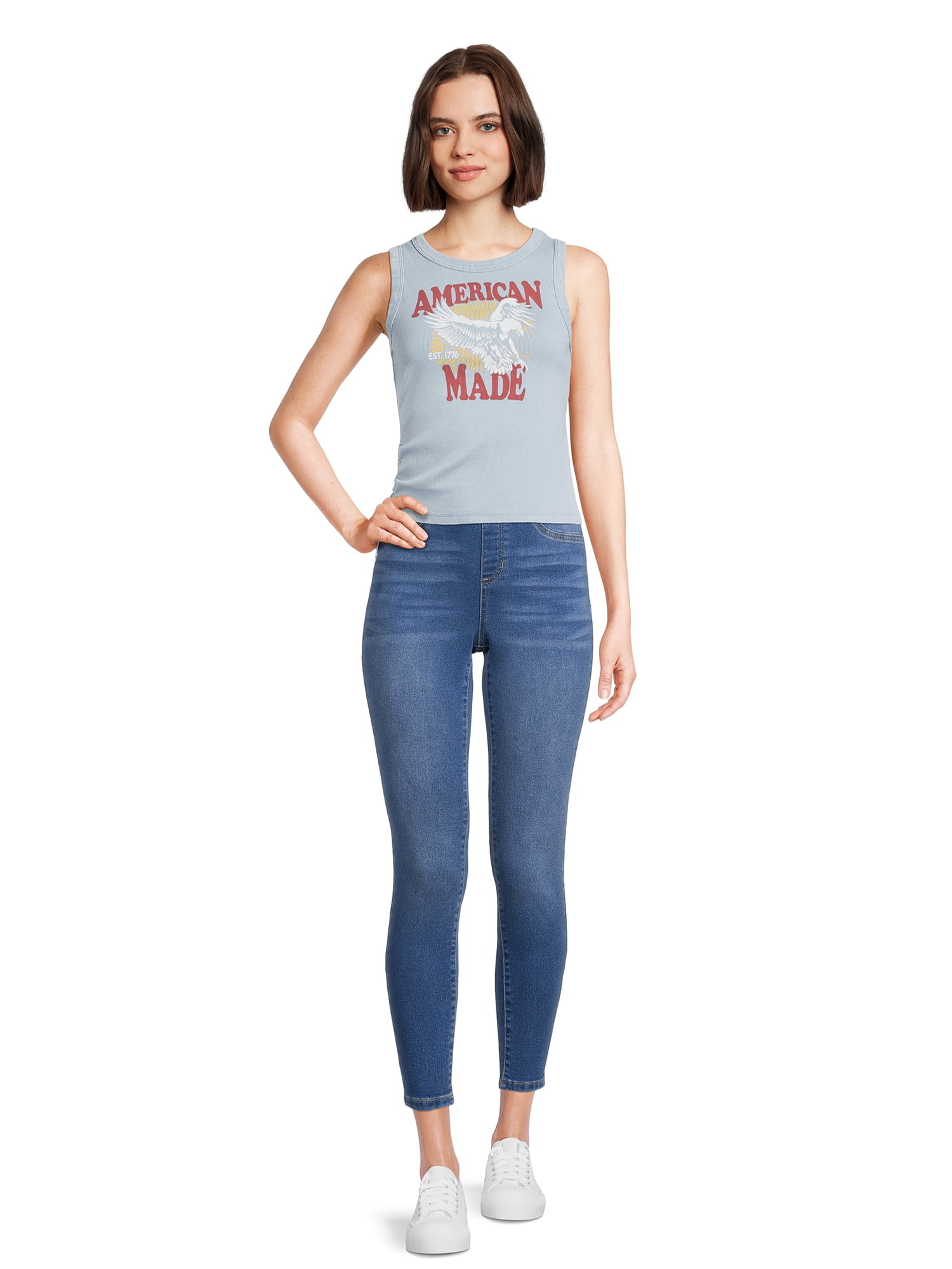 Self Esteem Juniors Graphic Tank Top with Ruched Sides