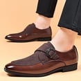 thumbnail image 2 of Tawop Dress Shoes Men Faux Leather Casual Dress Shoes Comfy Business Soft Sole Suede Loafer Brown Size:6.5, 2 of 9