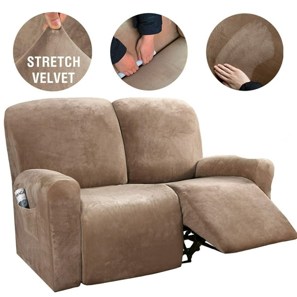 Soft Velvet Stretch Sectional Recliner, Pet Furniture Covers For Reclining Leather Sofas And Loveseats