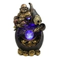thumbnail image 3 of Happy Buddha Hotei Seated On Wine Gourd Backflow Incense Burner LED Light Statue, 3 of 9