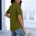 thumbnail image 4 of Wensltd Button Turndown Collar Tops Women Solid Color Short Sleeve Casual Loose Soft V Neck Work Shirts, 4 of 5