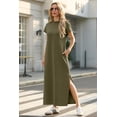 thumbnail image 2 of Vestido largo GRECERELLE para mujer, casual, de verano, verde militar, 2 of 6