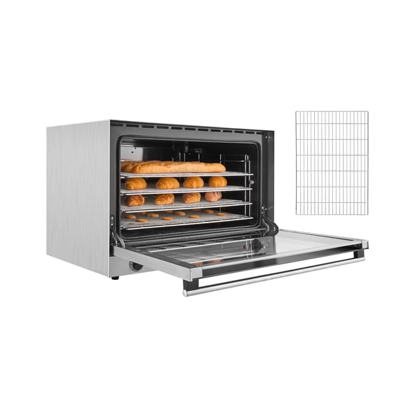 KFFKFF Commercial Countertop Convection Oven, 4.24 cu.ft Capacity for Full-Size Pans, Electric Oven with 4 Racks, 360° Air Circulation, Ideal for Bakeries, Restaurants, and Pizza Shops