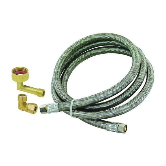 Eastman 41045 Universal Braided Stainless Steel Dishwasher Installation Kit, 3/8 inch Comp, 6 Ft