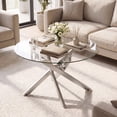 thumbnail image 4 of Costway 31.5” Glass Coffee Table with Tempered Glass Top & Geometric Sliver Metal Frame Transparent & Sliver, 4 of 10