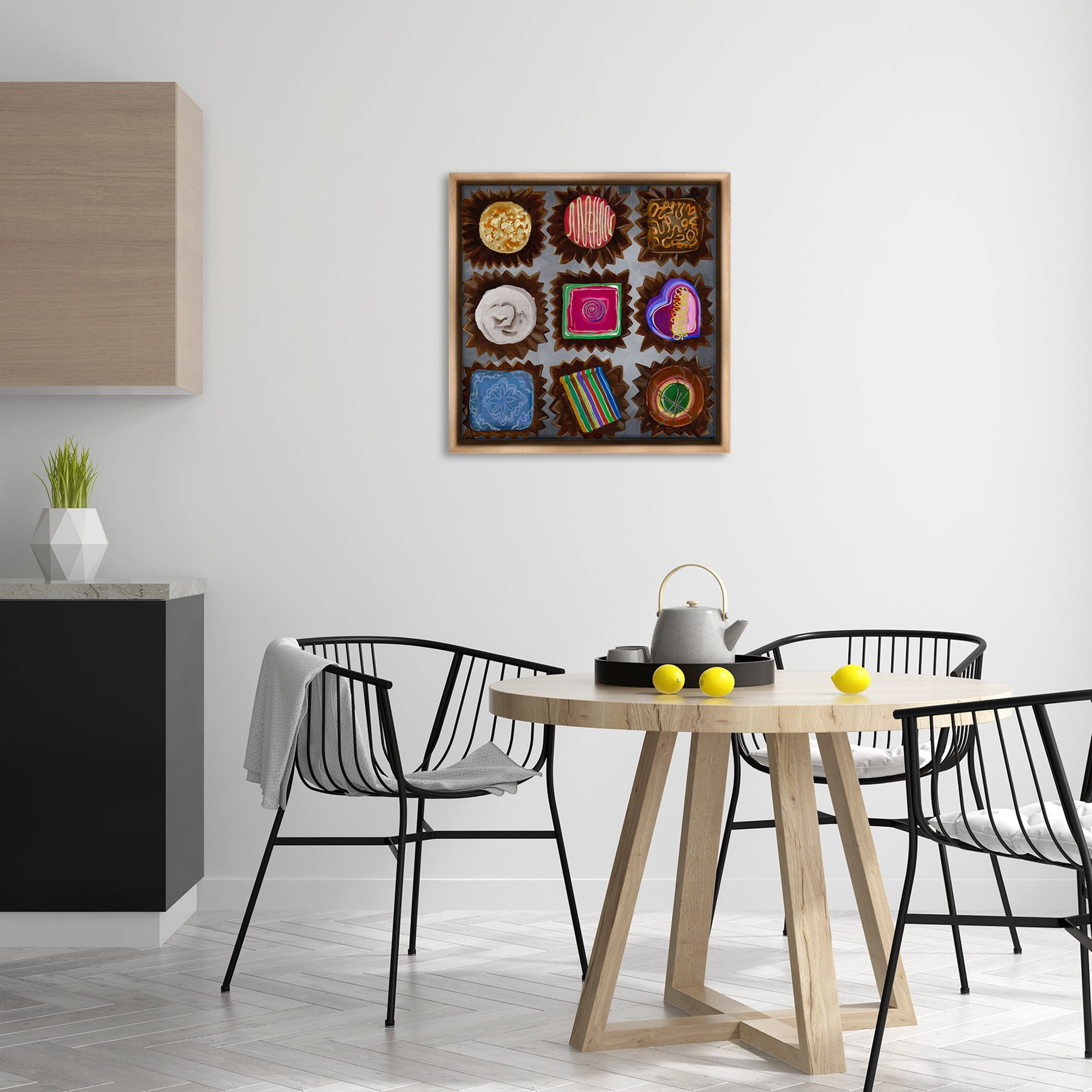 Stupell Industries Mixed Chocolate Pieces Food & Beverage Painting Brown Floater Framed Canvas Art Print Wall Art, 25 x 25