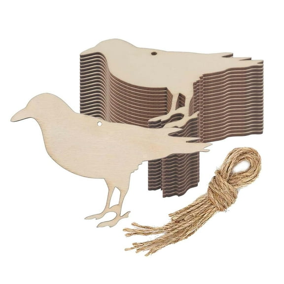 yotijay Wooden Ornaments Halloween Crow Shape Holidays Creative Plaques Decoration Party