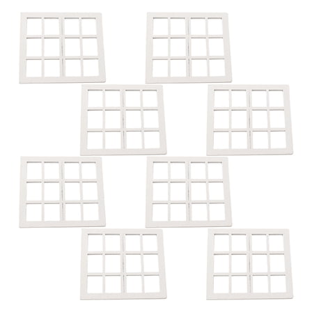 Homoyoyo Miniature Pane Window Frame Set for Dollhouse Decor, 8 Pieces, Realistic Dollhouse Accessories