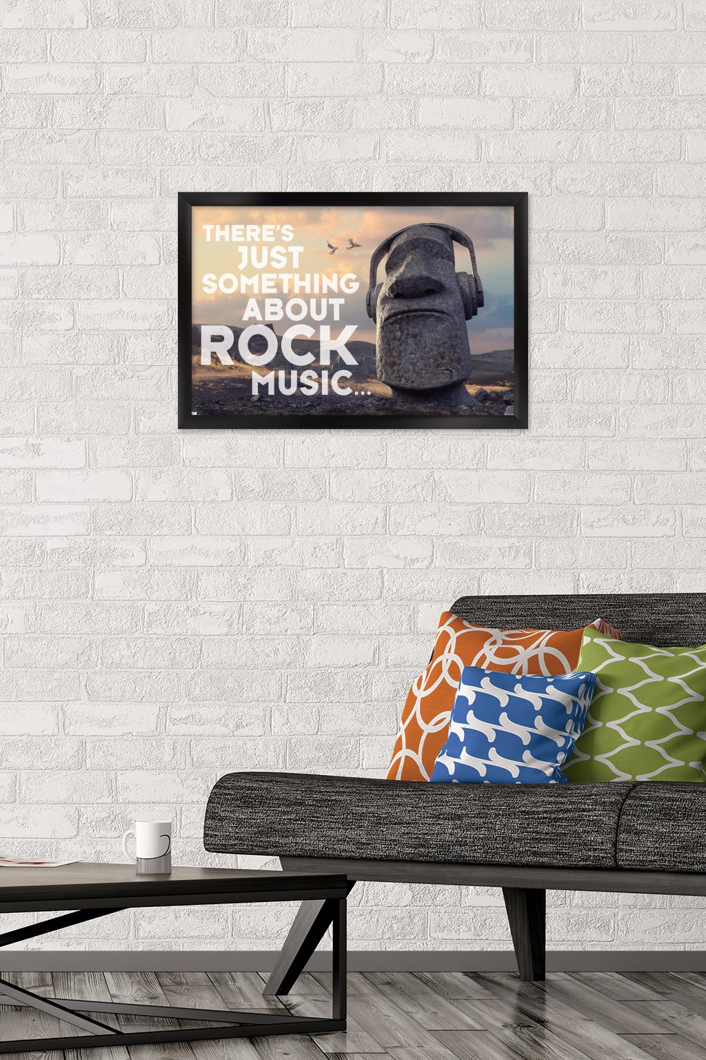 Moai Statue - Music Wall Poster, 14.725" x 22.375", Framed