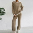 thumbnail image 2 of IUYRTFE Women Casual Knit Sweater and Pants Set Loose Comfortable Round Neck Long Sleeve Blouse Trousers Outfit for Daily Wear Home Relaxation, 2 of 8
