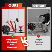 Seated Row Machine, GYHPD Plate Loaded Back Machines with Independent Arms, Multi Grip Positions with Rotating Handles, Upper Body Workout for Home Gym Workout Station