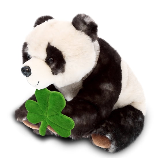 DolliBu Super Soft Panda Stuffed Animal with Green Plush Shamrock, Cute Green Shamrock Plush, Fun St Patricks Day Stuffed Animal Panda, Good Luck St Patricks Day Toys for Kids, Baby - 10 Inches