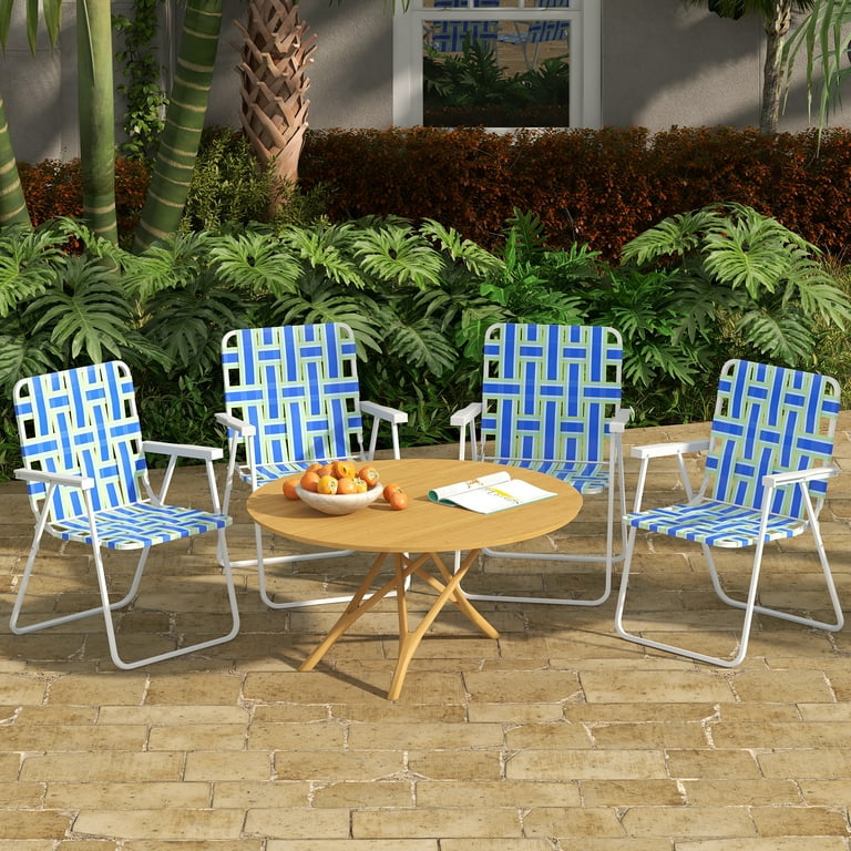 Topbuy Set of Webbed Lawn Chairs, Outdoor Patio Folding Chairs w