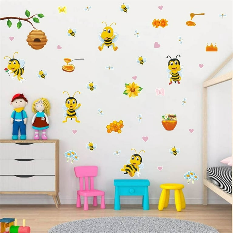 Cartoon Kitchen Wall Stickers Lovely Flower Bee Decorative Wall Paper for Kitchen  Decor Wall Art Decals Dining Room Restaurant - AliExpress