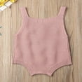 thumbnail image 3 of Newborn Baby Boy Girl Sleeveless Knit Bodysuit Solid Color Button Jumpsuit Warm Clothes, 3 of 6