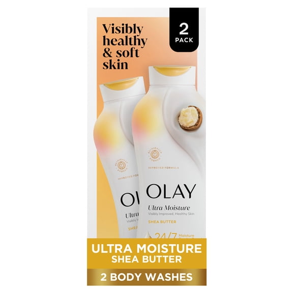 Olay Ultra Moisture Body Wash with Shea Butter, Vitamin B3 and Hyaluronic Blend, 22oz, 3 Pack