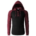 thumbnail image 2 of H2H Men's Casual Slim Fit Hoodie Henley Shirts Raglan Long-Sleeve with Pocket BLACKWINE US L/Asia XL (CMOHOL074), 2 of 6