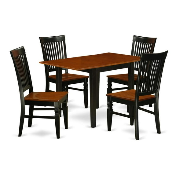 East West Furniture Dining Room Set Black & Cherry, NDWE5-BCH-W