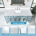 thumbnail image 4 of Montary 61-inch Quartz Bathroom Vanity Top with Undermounted Ceramic Sink & 4 Inch High Backsplash, 3/4" Thick Quartz Stone Vanity Sink Tops with 3 Pre-Drilled Holes, Calacatta White, 4 of 8
