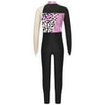 thumbnail image 4 of Lejafay Girls Figure Ice Skating Leotard Full Body Bodysuit Kids Shiny Metallic Jumpsuit Dance Mesh Pink 10, 4 of 7