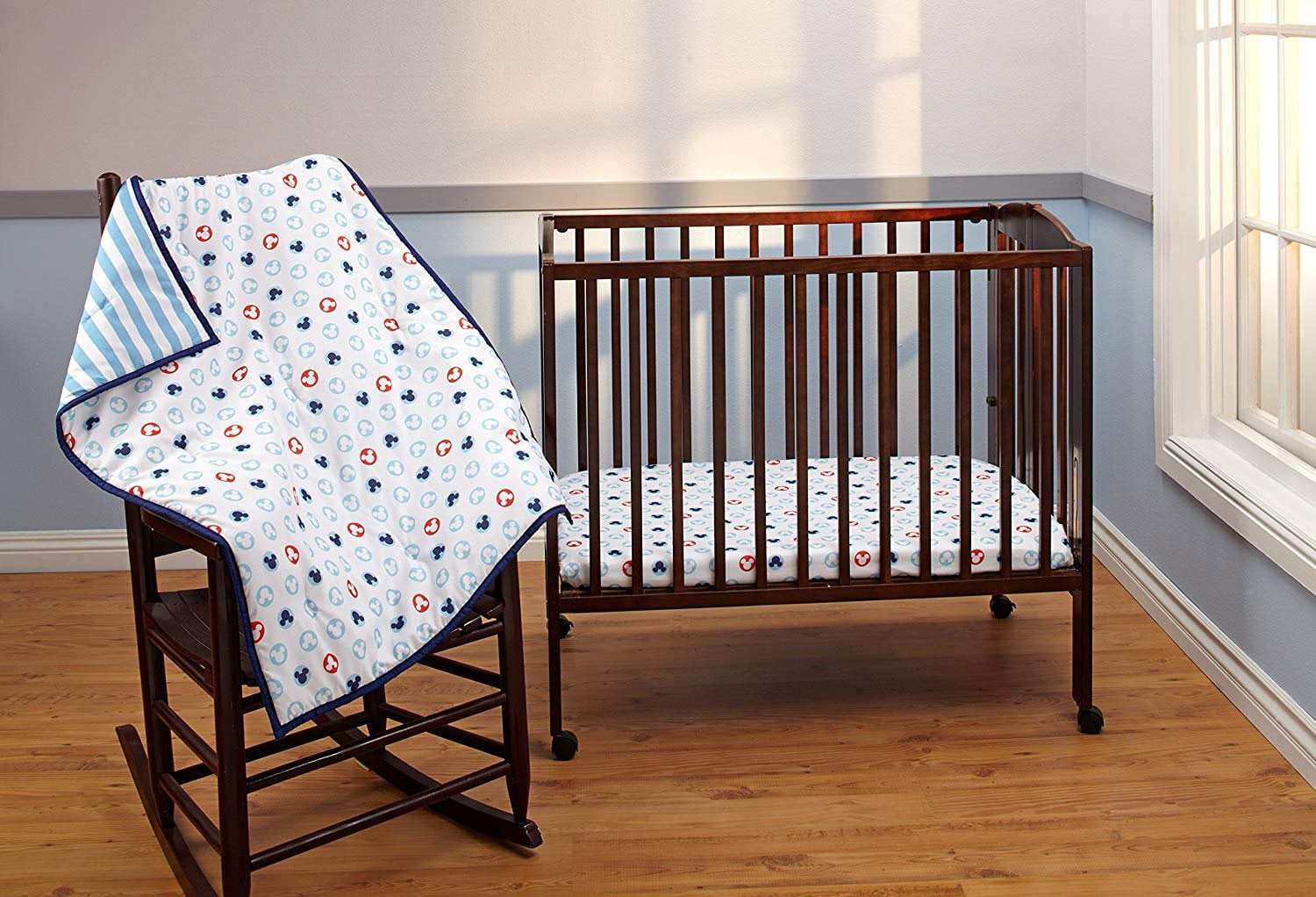 Disney Baby Bedding Mickey Mouse 3Piece Portable Crib Bedding Set