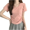 thumbnail image 3 of Bovxnpu Summer Short Sleeve T Shirts Pullover Top Undershirt Crew Neck Summer Pullover Soft Cool Summer Tops (Women's or Women's Plus), 3 of 7