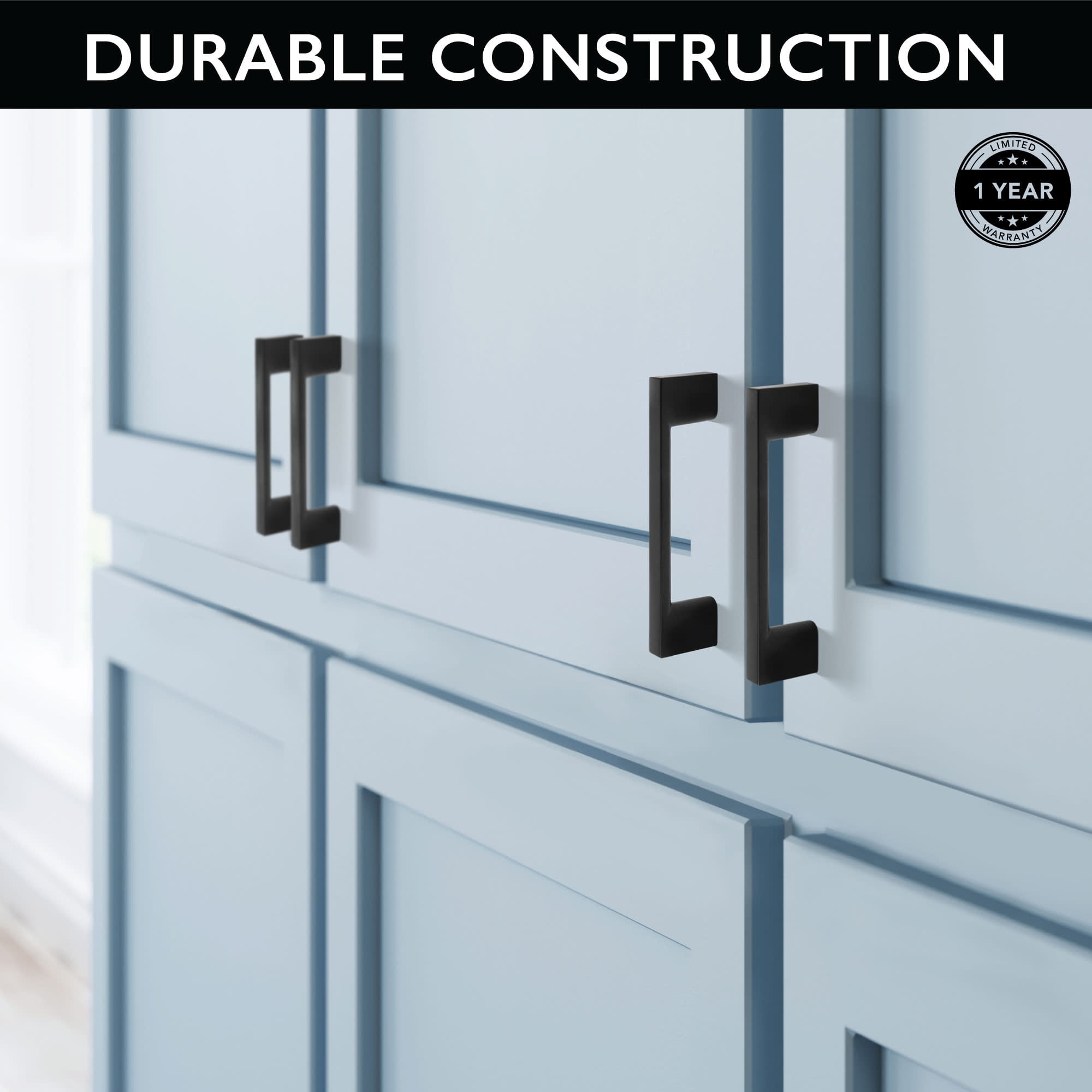 Design House 3" Center to Center 10-Pack Caster Drawer Pulls, Matte Black
