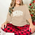 thumbnail image 5 of SwiftWear Christmas Themed Crewneck Sweatshirt for Women - Merry Christmas Graphic Pullover Tops Cozy Long Sleeve Holiday Wear Beige, 5 of 8