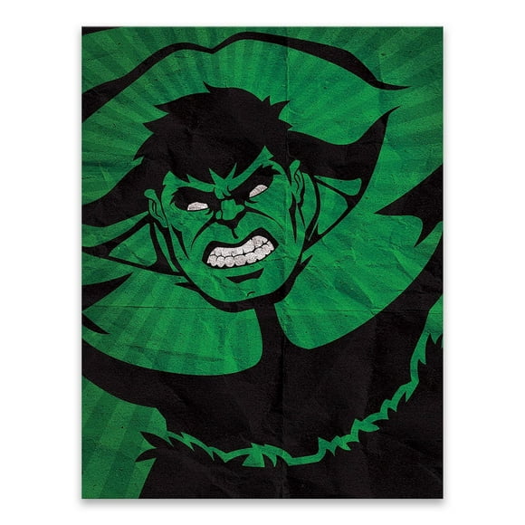 Artissimo Designs Hulk Vintage Silhouette Printed Canvas - 6.5W x 8.5H x .5D