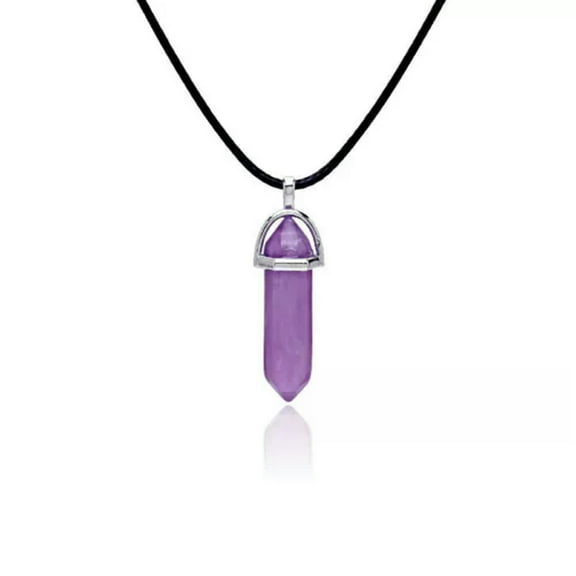 GKNET Natural Hexagonal Gemstone Pendant Quartz Crystal Point Necklace Healing Mascot-Amethyst Crystal