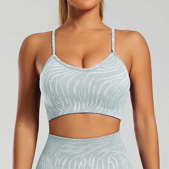 ALLLIST Yoga Women Sportswear Plus Size High Impact Bras Green Comfort Wireless Striped T-Shirt Ladies Bras Size M