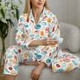 thumbnail image 6 of Fotbe Fast Food 2 Pattern Long Sleeve Pajama Set for Women,Sleepwear Set,2-piece Loungewear Set,Soft PJs Comfy Nightwear with Pockets -X-Large, 6 of 7