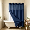 thumbnail image 6 of Waffle Weave Double Layer Shower Curtain, Waterproof Polyester Fabric Bathroom Curtain with Detachable Liner & Metal Grommets, No Hook Installation, Quick-Dry, Machine Washable, 72 x 36 Inches, 6 of 6