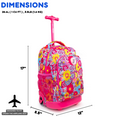 thumbnail image 6 of J World Girls Sunny 17" Kids Rolling Backpack for School and Travel, Poppy Pansy, 6 of 6