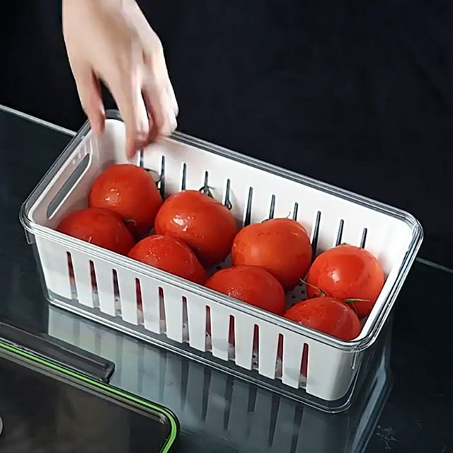 WLOELOEW Large Capacity Food Grade Draining Insert Sealed Fresh Keeping Box Can Be Used In Dishwashers And Microwave Ovens