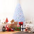 thumbnail image 3 of Gymax 7 FT White Artificial Christmas Tree Hinged Unlit Iridescent Xmas Tree, 3 of 10