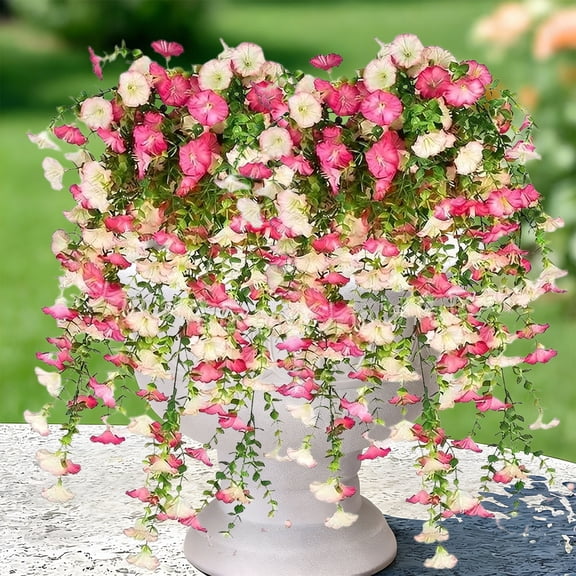 Artificial Eucalyptus Trumpet Flower Vine Garland, Gradient Color Faux Greenery with Bloom Accents, Silk Floral Vine for Wedding Arch, Spring Home Decor, Easter Party Decoration,29*3.7in