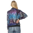thumbnail image 3 of Fashion Womens Sequin Long Sleeve Front Zip Jacket with Ribbed Cuffs, 3 of 5