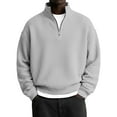 thumbnail image 4 of Chiccall Mens Casual Quarter Zip Sweatshirts Loose Fit Vintage Textured Knit Mock Neck Sweatshirt Pullover Fashion Outerwear, 4 of 7