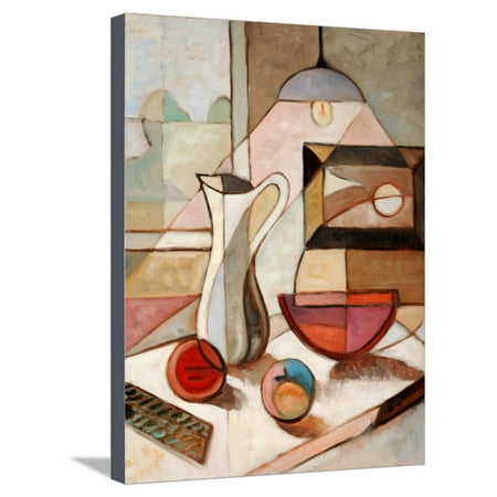- Abstract Oil Painting of Still Life with Pitcher and Fruits Stretched Canvas Print Wall Art By Gino Santa Maria
