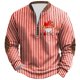 thumbnail image 4 of Ceisia Men's Red-White Stripe Jester Graphic Half-Zip Long Sleeve Top Gifts, 4 of 6