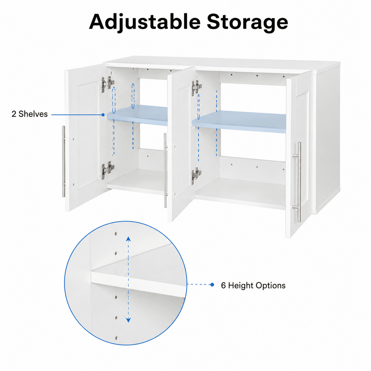 Aukfa 35.4" Wall Mounted Storage Cabinet with Adjustable Shelves, Stackable White Utility Cabinet for Laundry Room & Kitchen, White