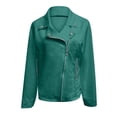 thumbnail image 3 of Casual Jacket for Women Fall Faux Suede Long Sleeve Slim Fit Zip Up Collared Cropped Jacket with Pockets Outerwear, 3 of 5