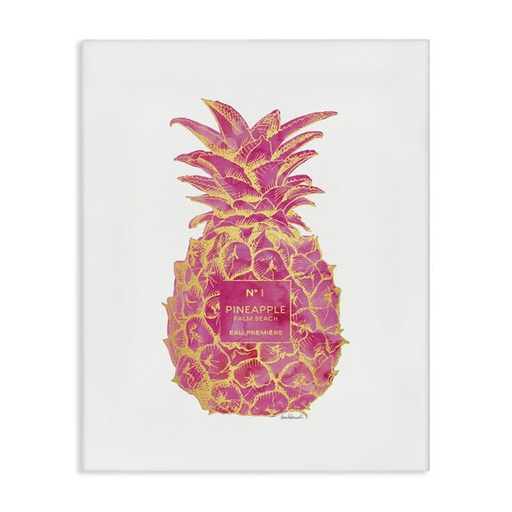Stupell Industries Glam & Pink Pineapple Food & Beverage Painting Wrapped Canvas Art Print Wall Art, 16 x 20