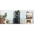 thumbnail image 6 of 76.75" Tall Display Cabinet with Double Glass Doors and LED Lights Steel Curio Cabinet for Collectibles Figures Trophies 3-Sided Glass Display Case for Home Office Study Stores Playroom - Dark Blue, 6 of 12