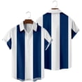 thumbnail image 4 of Men's Summer Fashion Beach Short Sleeved Shirt - Double Color Striped, Button Closure, 4 of 4